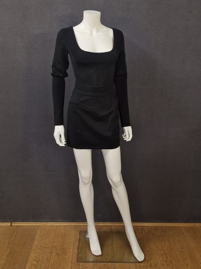 ALAIA - Black knit bodysuit and skirt set,...