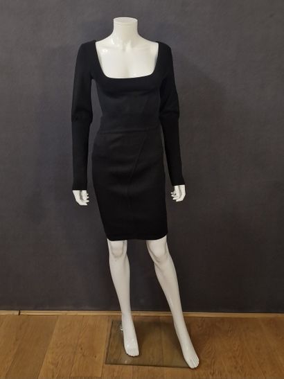 ALAIA - Black knit bodysuit and skirt set,...
