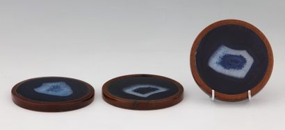SUITE DE 6 DESSOUS DE VERRE en agate bleue...