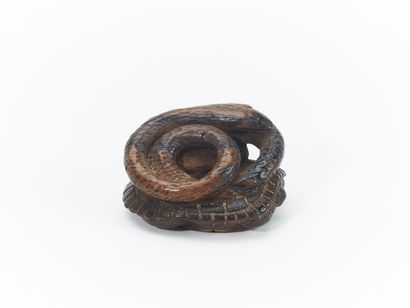 JAPON, XIXe Siècle, 
Netsuke en bois sculpté...