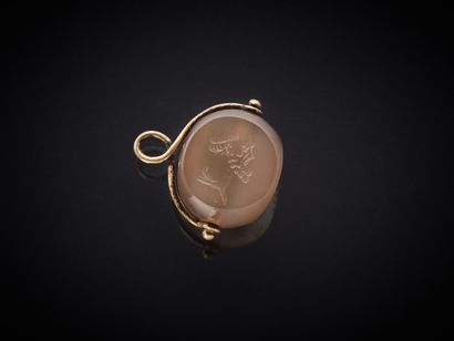 Cachet pendentif tournant en agate grise...