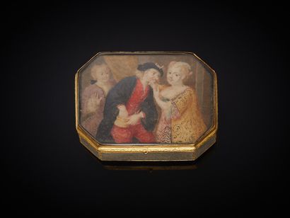 Tabatière rectangulaire à pans coupés aux...