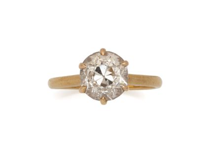 Solitaire gold ring 750 thousandths set with...