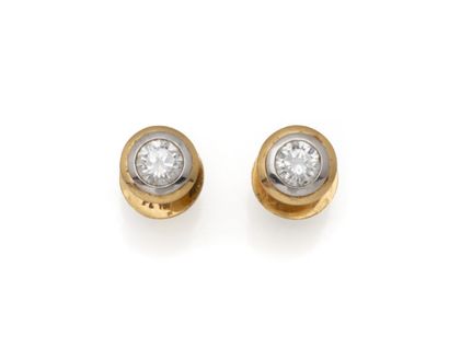 PAIR OF EARRINGS in gold 750 and platinum...