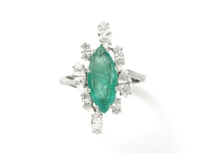 750 thousandths white gold marquise ring,...