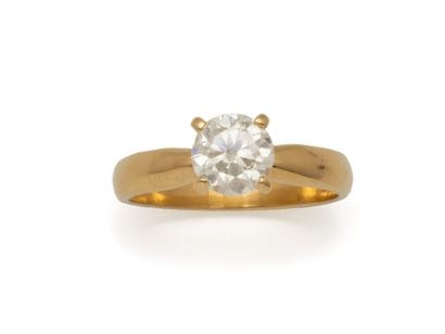 SOLITAIRE ring in 750 thousandths gold, set...