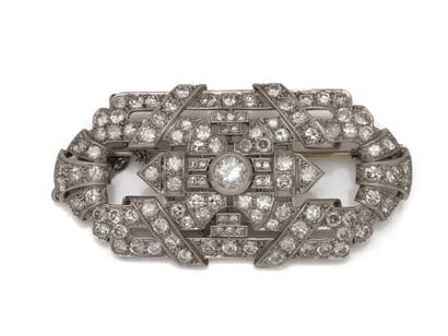 Plate brooch in platinum 850 and white gold...