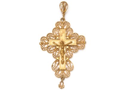PENDANT in 750 thousandths gold, holding...