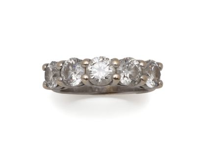 Garter ring in 750 thousandths white gold,...