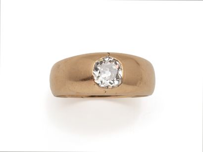 Wedding band ring in 750 thousandths gold,...