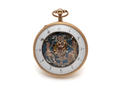 POCKET WATCH in 750 thousandths gold, repeater...
