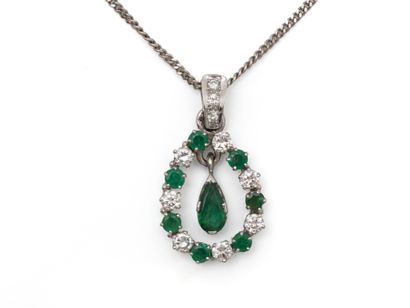PENDANT in 750 thousandths white gold, holding...
