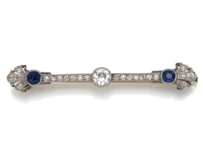 Barrette brooch in 850-millimeter platinum,...