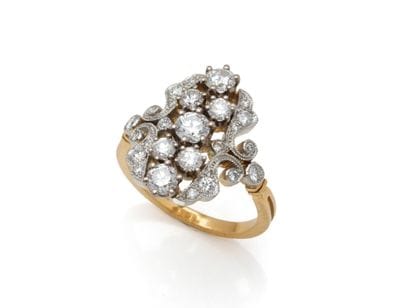 Marquise ring in gold 750 and platinum 850...
