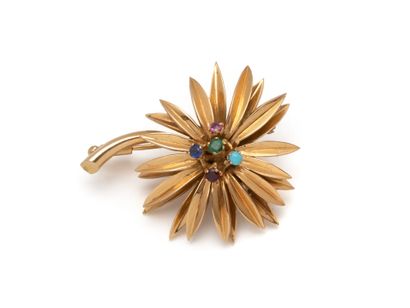 750 thousandths gold PISCH stylizing a flower,...