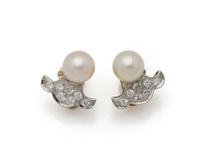 Pair of ear clips in 750 mm gold and 850...