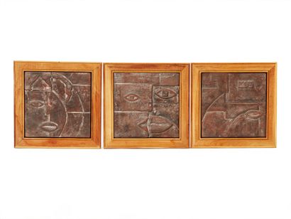 MODERNIST SCHOOL
THREE PANELS stylized faces
Terracotta
Mounted...