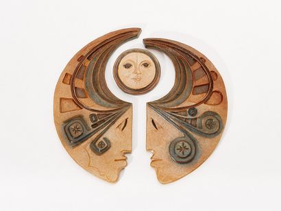 ECOLE CONTEMPORAINE
DEUX VISAGES ET LUNE
Céramique...