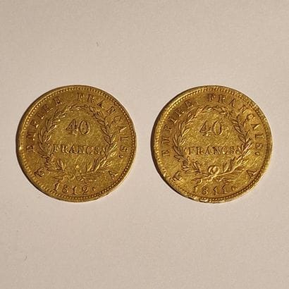 2 PIECES OF 40 FRANCS FRANCAIS GOLD Napoleon...