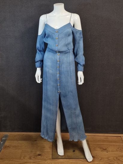 BALMAIN - Thin-strap dress in blue gradient...