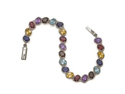 BRACELET in 800 thousandths silver, set with...
