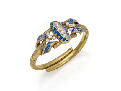 DELICAT BRACELET in blue-enameled 750-thousandths...