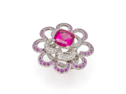 IMPORTANT AND AMAZING RING in 750 thousandths...