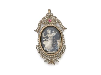 Opening silver vermeil pendant surrounded...