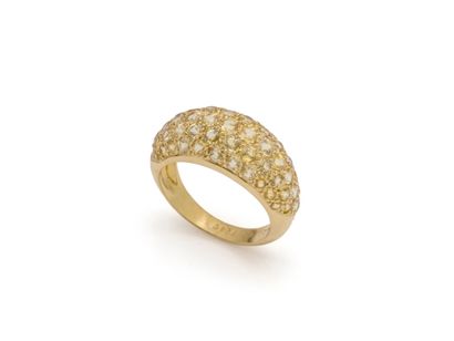 750 thousandths gold band ring set with pavé-set...