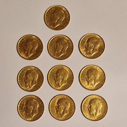 10 PIECES BRITISH SILVER GOLD George V, Years...