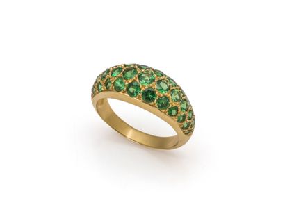 750 thousandths gold ring set with pavé-set...