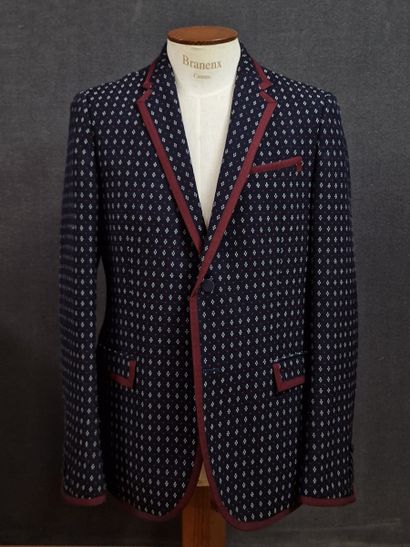 GUCCI - Men's navy wool jacket with white,...