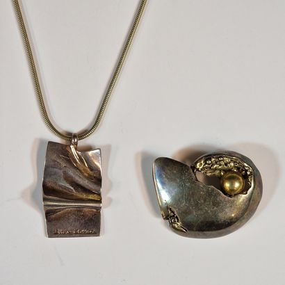 SIDNEY CARRON - Stainless steel and silver-plated...