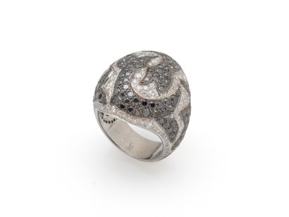 BELLE BAGUE dôme en or gris 750 millièmes...