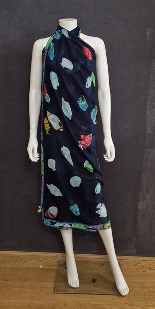 LEONARD - PAREO in cotton voile printed with...