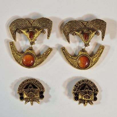 DEDALUS DREAM - 2 PAIRS OF EAR CLIPS in gilded...