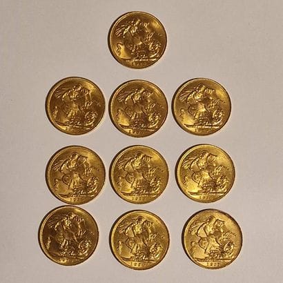 10 PIECES BRITISH SILVER GOLD George V, Years...