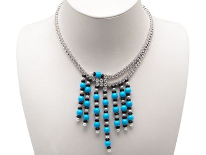 Articulated COLLAR featuring a drop of brilliant-cut...