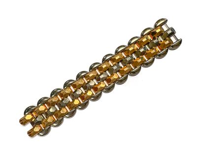 2-tone gold articulated BRACELET with faceted...