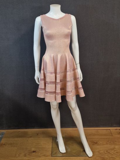 ALAIA - Sleeveless skater dress in pink iridescent...