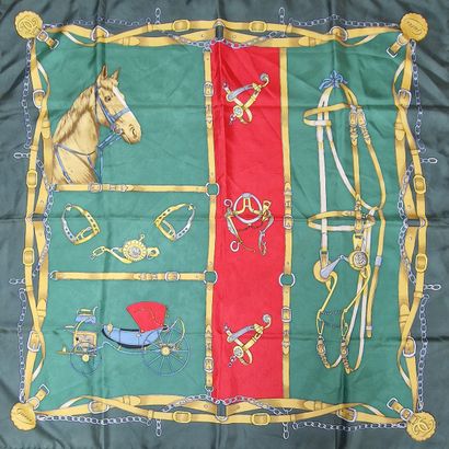 GUCCI - CARRE in printed silk with equestrian...