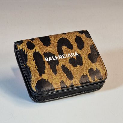 BALENCIAGA - Compact panther-print leather...