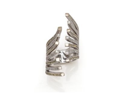 Stylized ring in 750 thousandths white gold,...