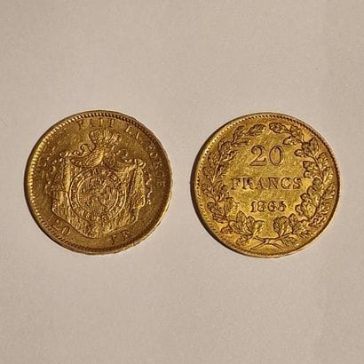2 PIECES OF 20 BELGIAN FRANCS GOLD including...