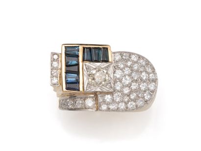 IMPORTANT tank ring in gold 750 and platinum...