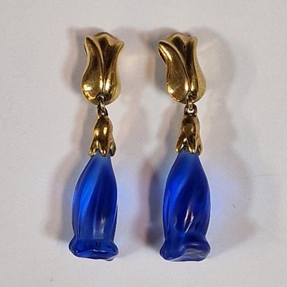 DAUM FRANCE - PAIRE DE CLIPS PENDANTS D'OREILLES...