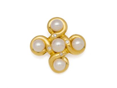PENDANT in 750 thousandths gold, stylizing...