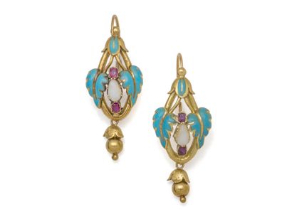 PAIR OF EARRINGS in stamped 750 thousandths...