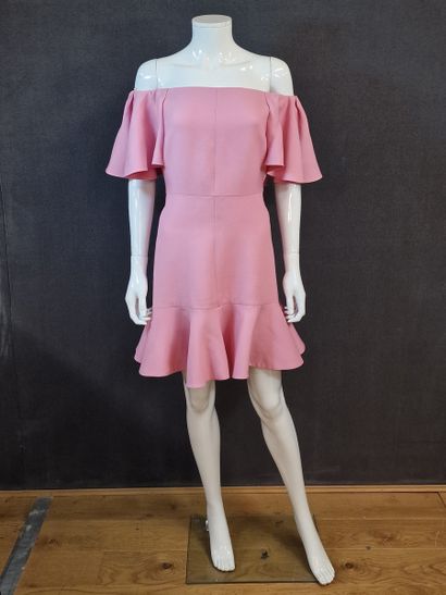 VALENTINO - Pink crepe dress, ruffled bottom...