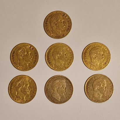 7 PIECES DE 10 FRANCS FRANCAIS OR Napoléon...
